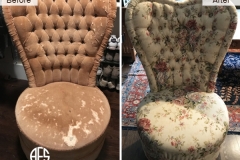 high heart shape tufted back chair reupholstery